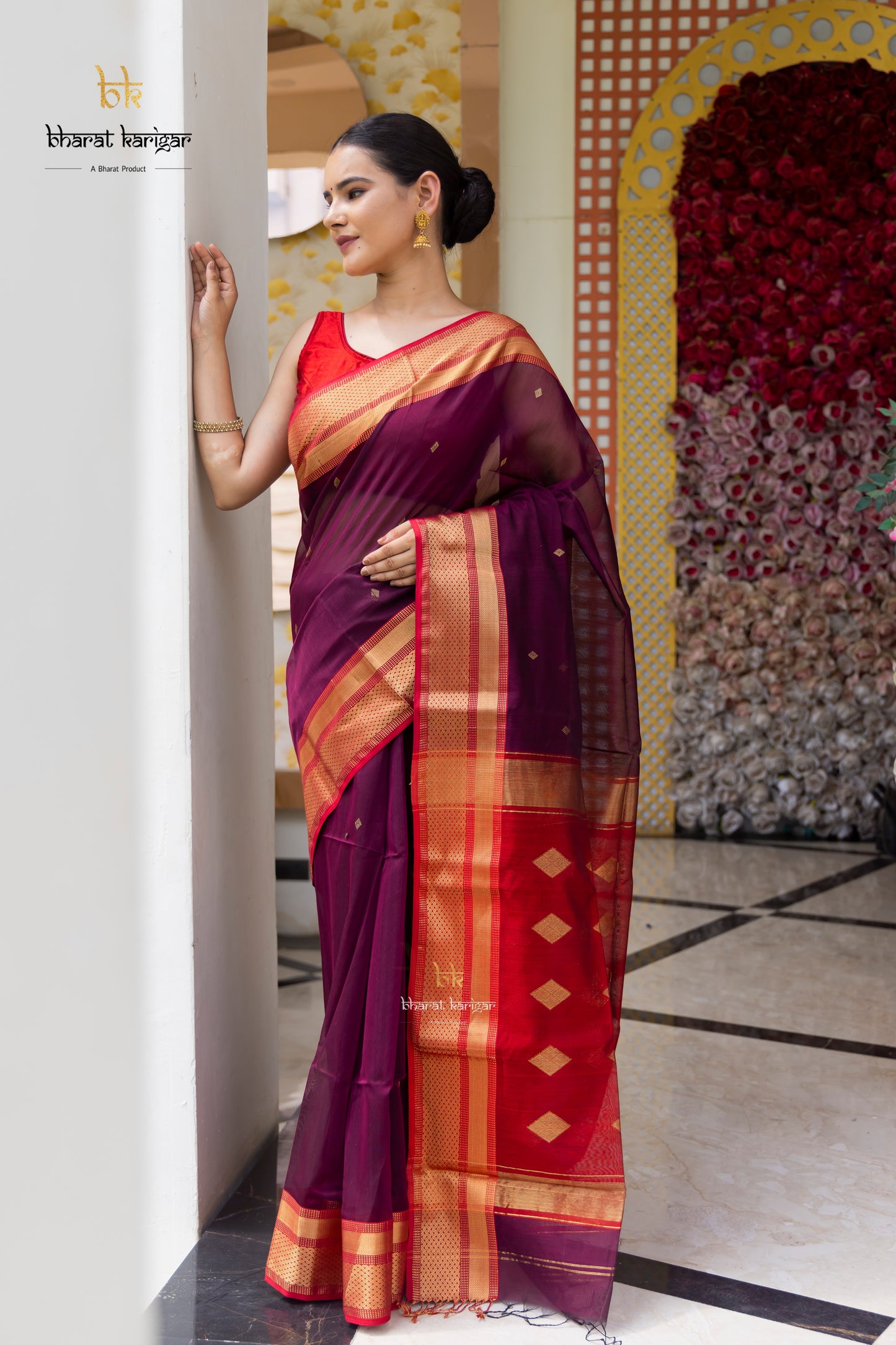 Maheshwari handloom Saree -Product code-THA043
