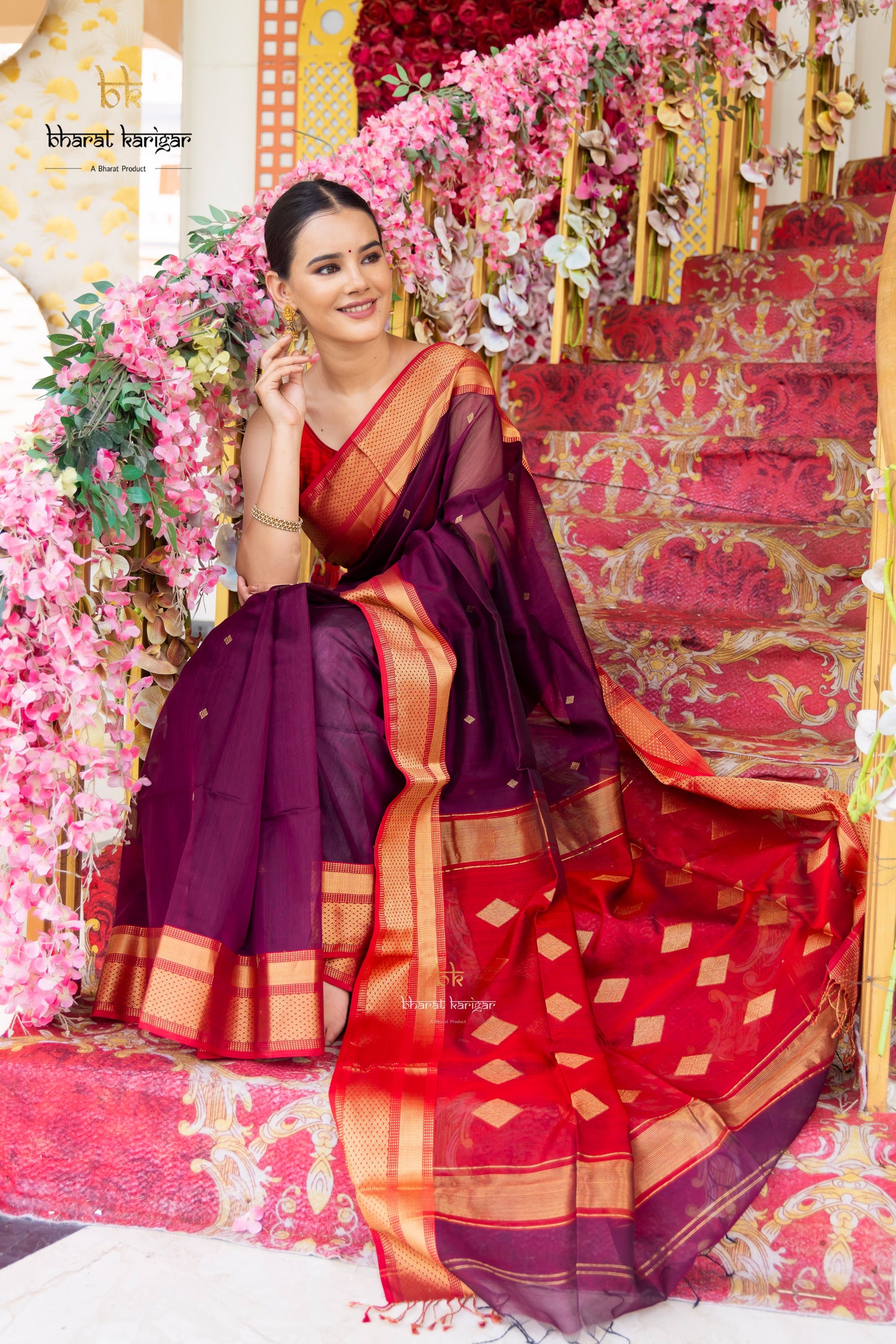 Maheshwari handloom Saree -Product code-THA043