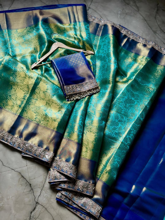 ⁠Banarasi handloom soft Kanchipuram silk saree Code-SUA034