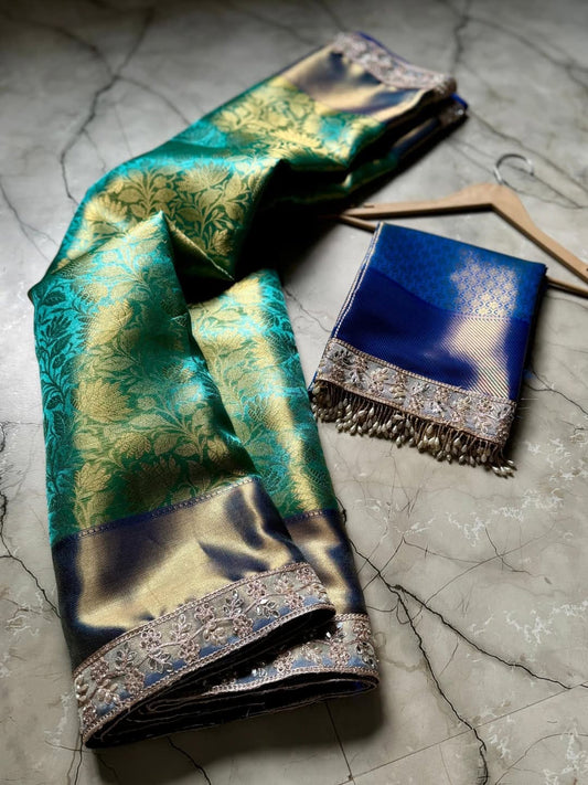 ⁠Banarasi handloom soft Kanchipuram silk saree Code-SUA034