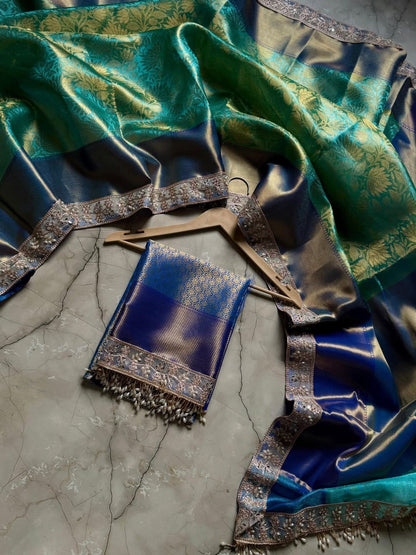 ⁠Banarasi handloom soft Kanchipuram silk saree Code-SUA034