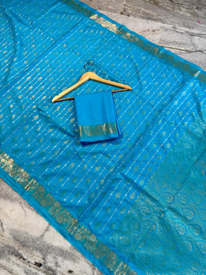 Banarasi handloom premium semi-chiffon silk Saree Code-SUA019