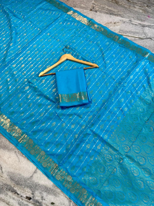 Banarasi handloom premium semi-chiffon silk Saree Code-SUA019