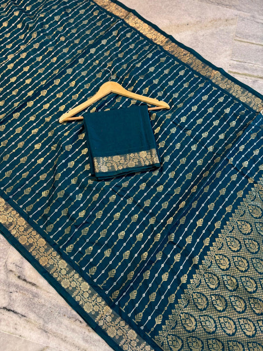 Banarasi handloom premium semi-chiffon silk Saree Code-SUA021