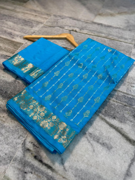 Banarasi handloom premium semi-chiffon silk Saree Code-SUA019
