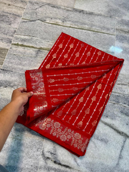 Banarasi handloom premium semi-chiffon silk Saree Code-SUA018