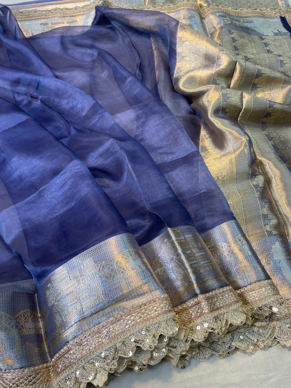 Banaras Handloom Pure Tissue Silk Saree Code-WEA012