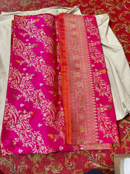 Handwoven pure katan silk kadhuwa Saree Code-WEA018
