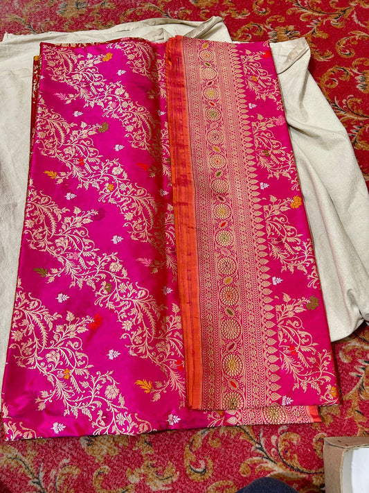 Handwoven pure katan silk kadhuwa Saree Code-WEA018