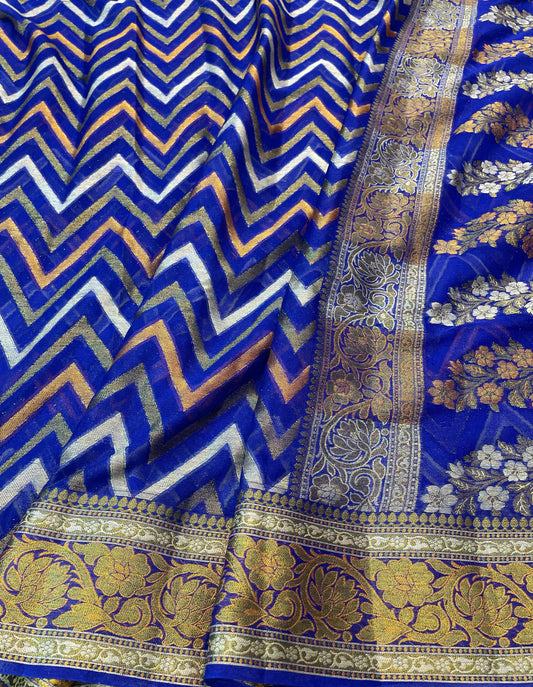 Banarasi handloom pure chiffon Sarees Code-THA001
